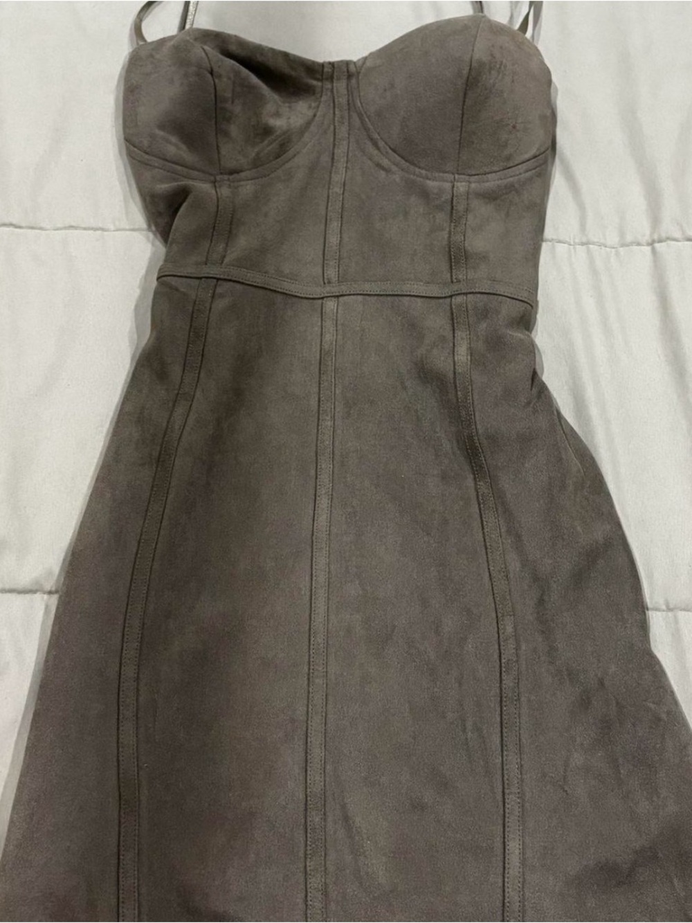 Dark Green Faux Suede Bodycon Mini Dress